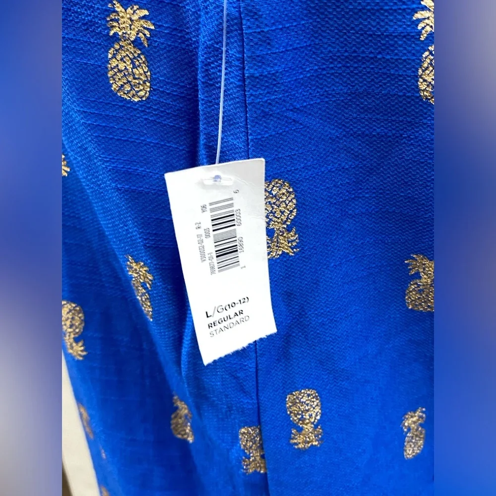 Old Navy Youth Girls Royal Blue/Gold Pineapple A-Line Dress NWT